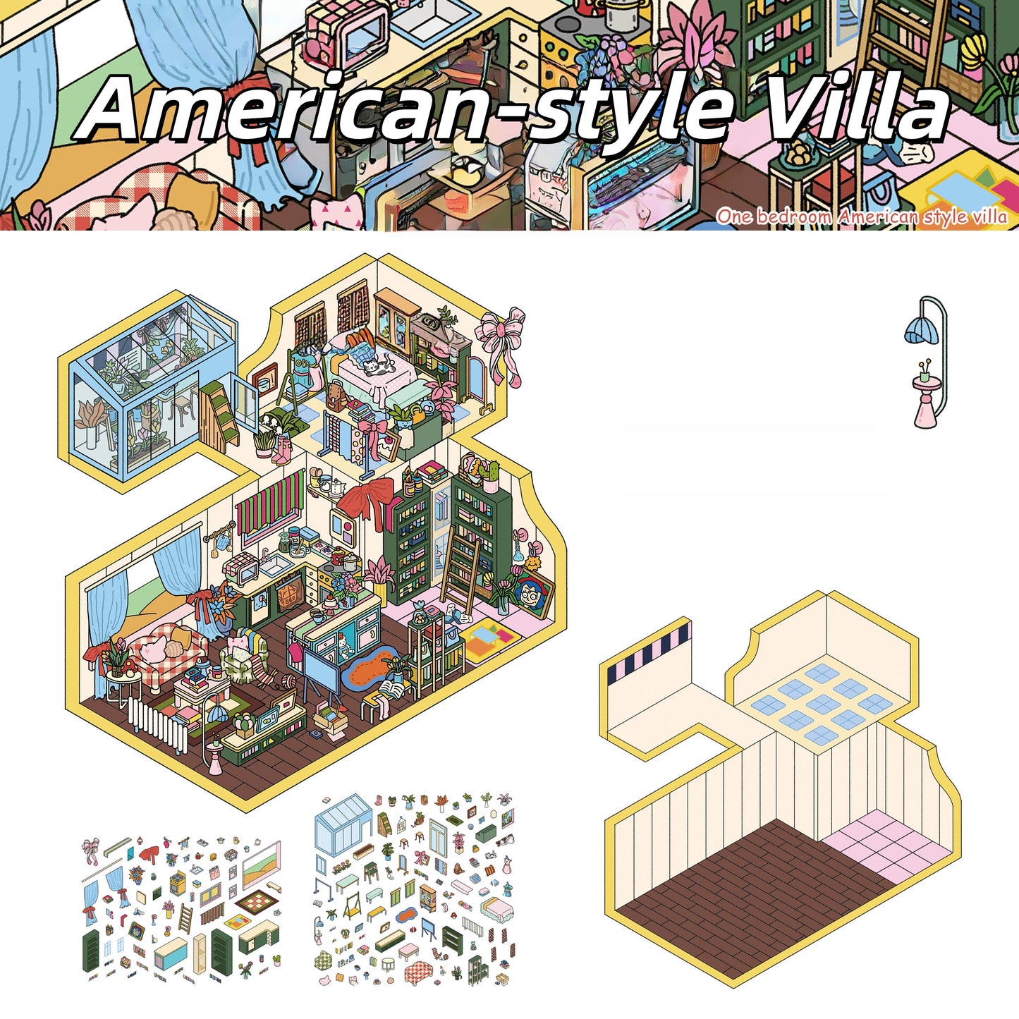 Leisurely Day 3D Sticker | 4 Cute Miniature Scenes
