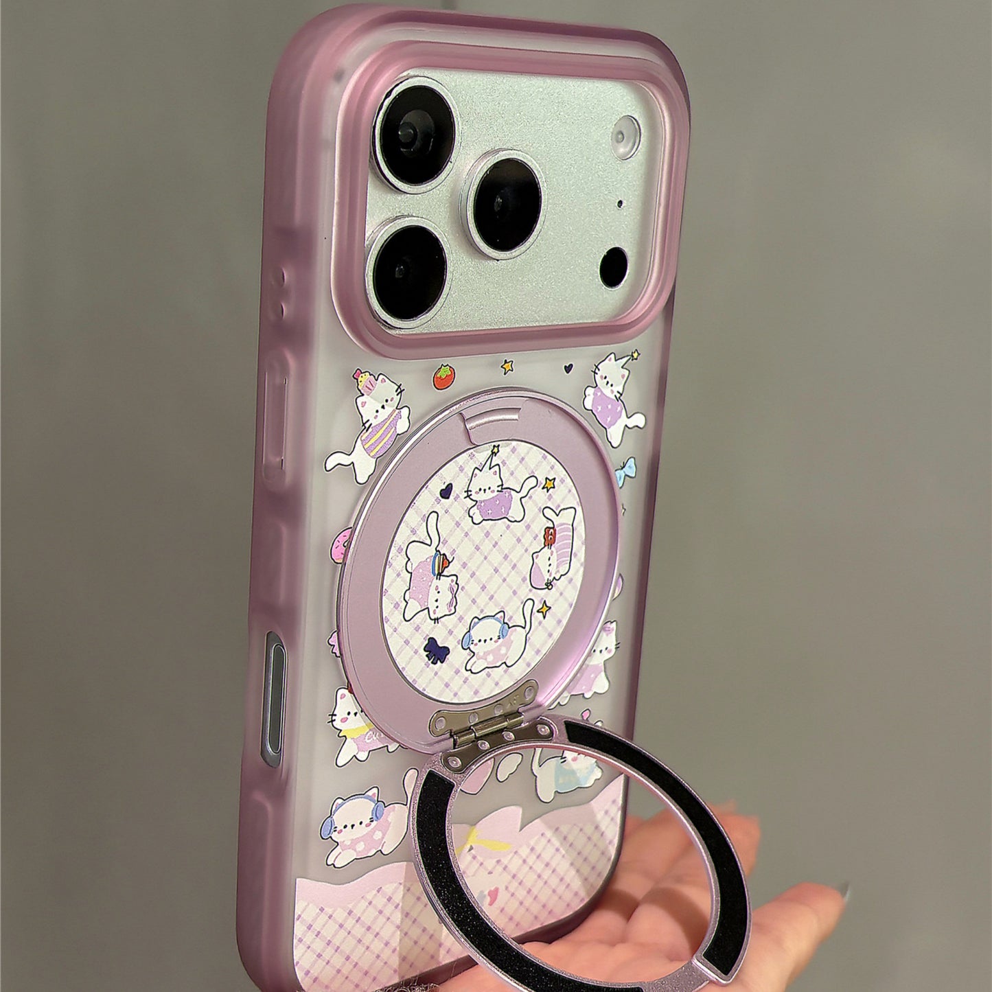 Purple Heart Cat Stand Acrylic Phone Case