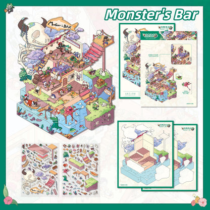 A World of Whimsy 3D Sticker | 4 Cute Miniature Scenes