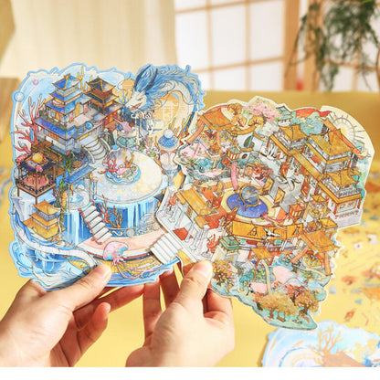 Mythical Oriental Series 3D Sticker | 2 Cute Miniature Scenes