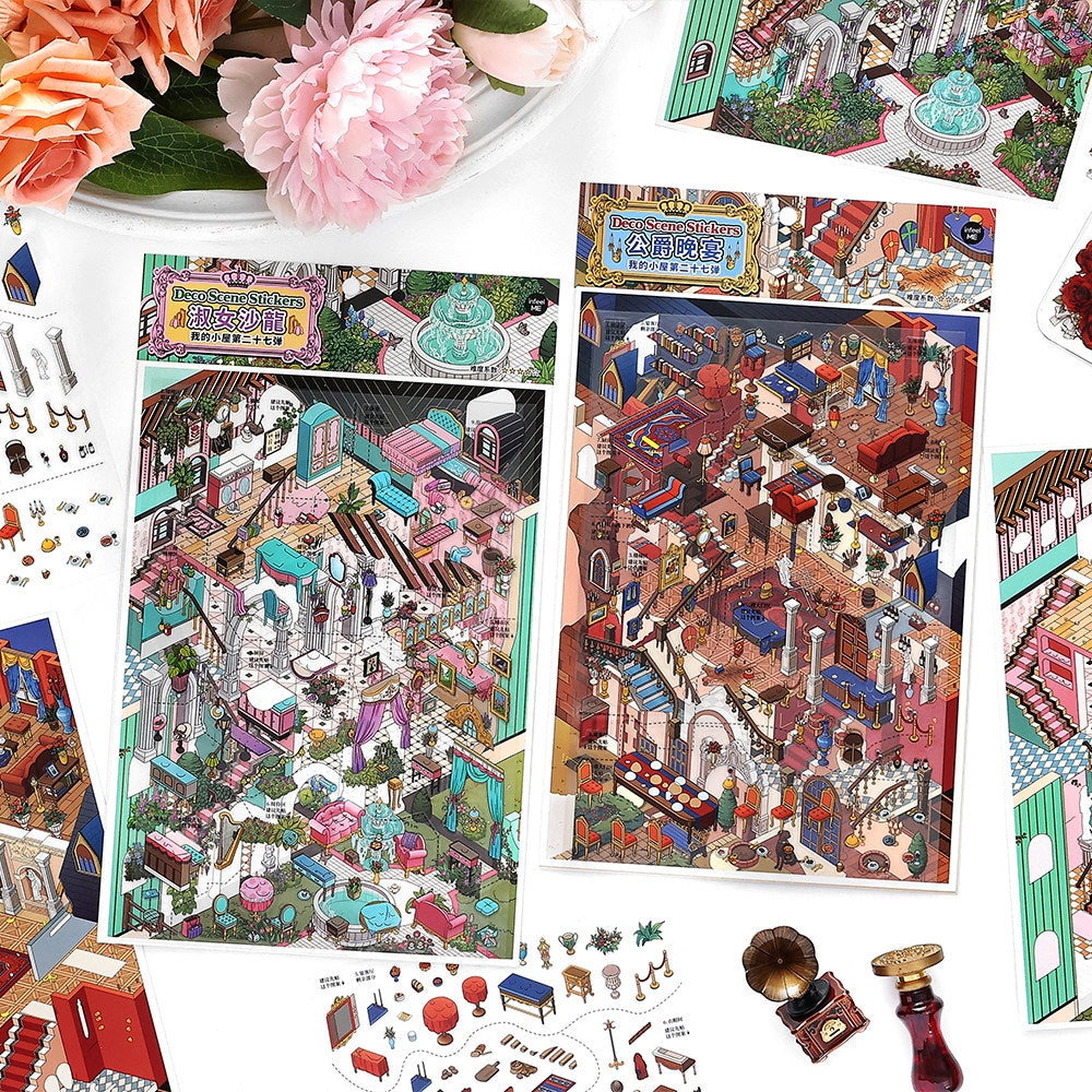 Noble Gathering 3D Sticker | 2 Cute Miniature Scenes