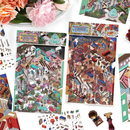 Noble Gathering 3D Sticker | 2 Cute Miniature Scenes
