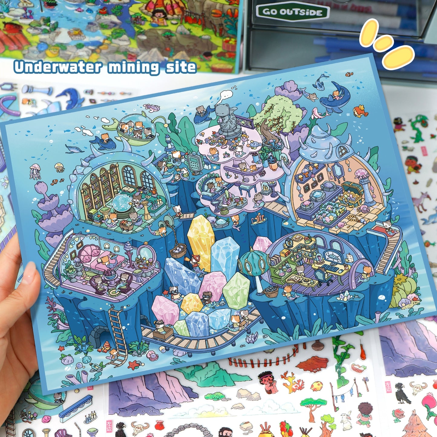 Whimsical Life 3D Sticker | 2 Cute Miniature Scenes