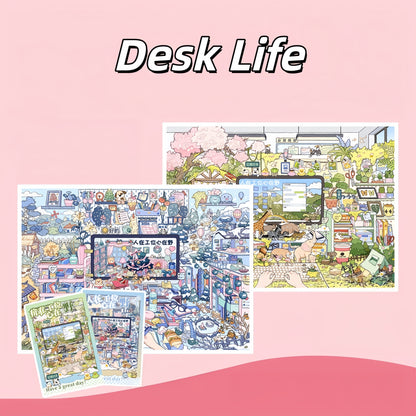 Desk Life 3D Sticker | 2 Cute Miniature Scenes