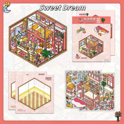 Children's Room 3D Sticker | 4 Cute Miniature Scenes
