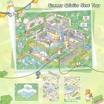 Precious Moment 3D Sticker | 2 Cute Miniature Scenes