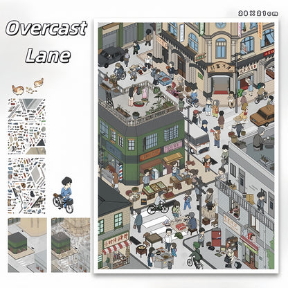 Old Street View 3D Sticker | 2 Cute Miniature Scenes