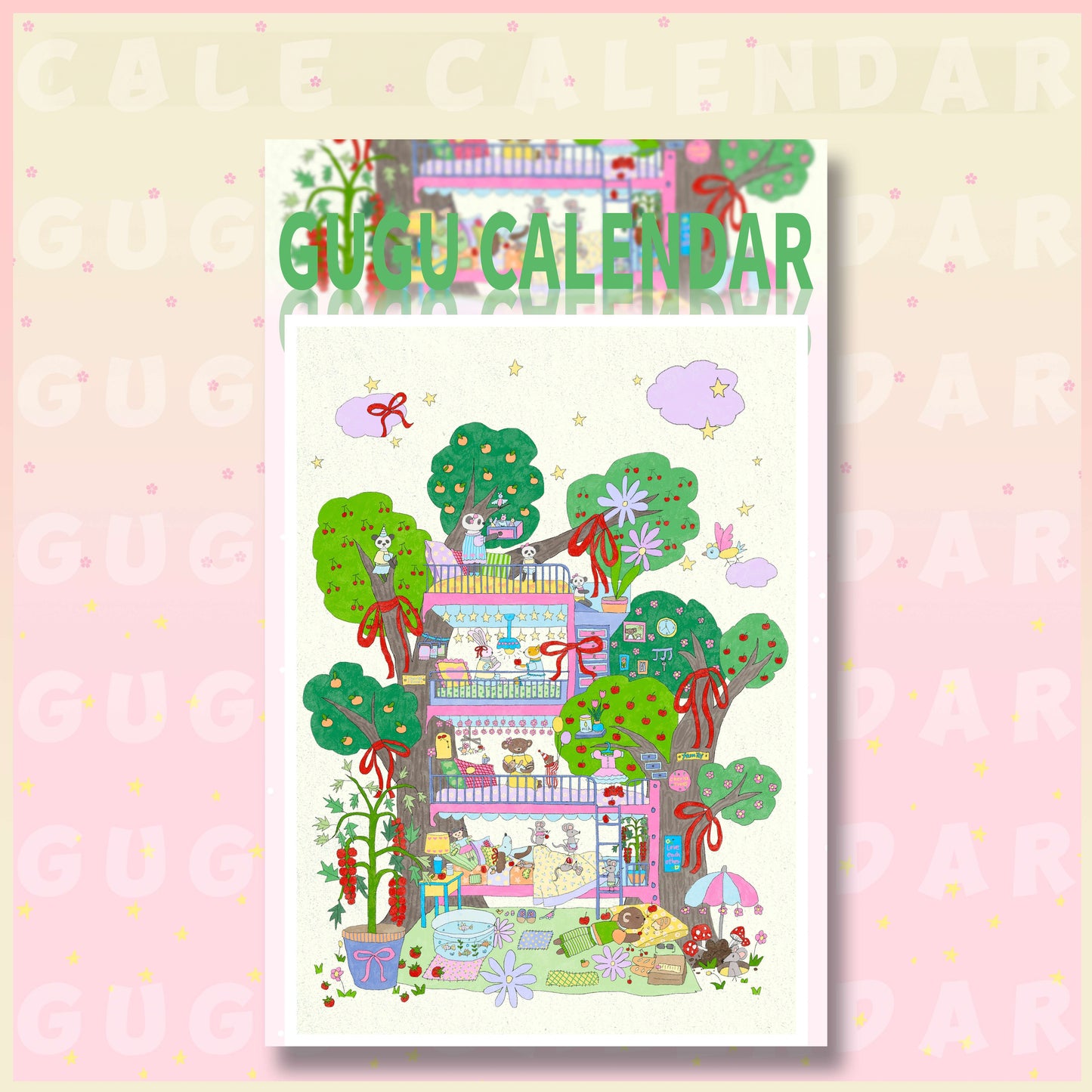 Gugu Calendar 3D Sticker | 2 Cute Miniature Scenes