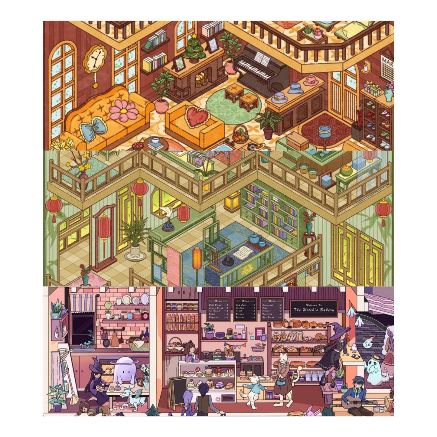 Wonder House 3D Sticker | 3 Cute Miniature Scenes