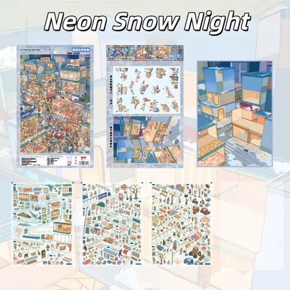 Street Scene 3D Sticker | 8 Cute Miniature Scenes
