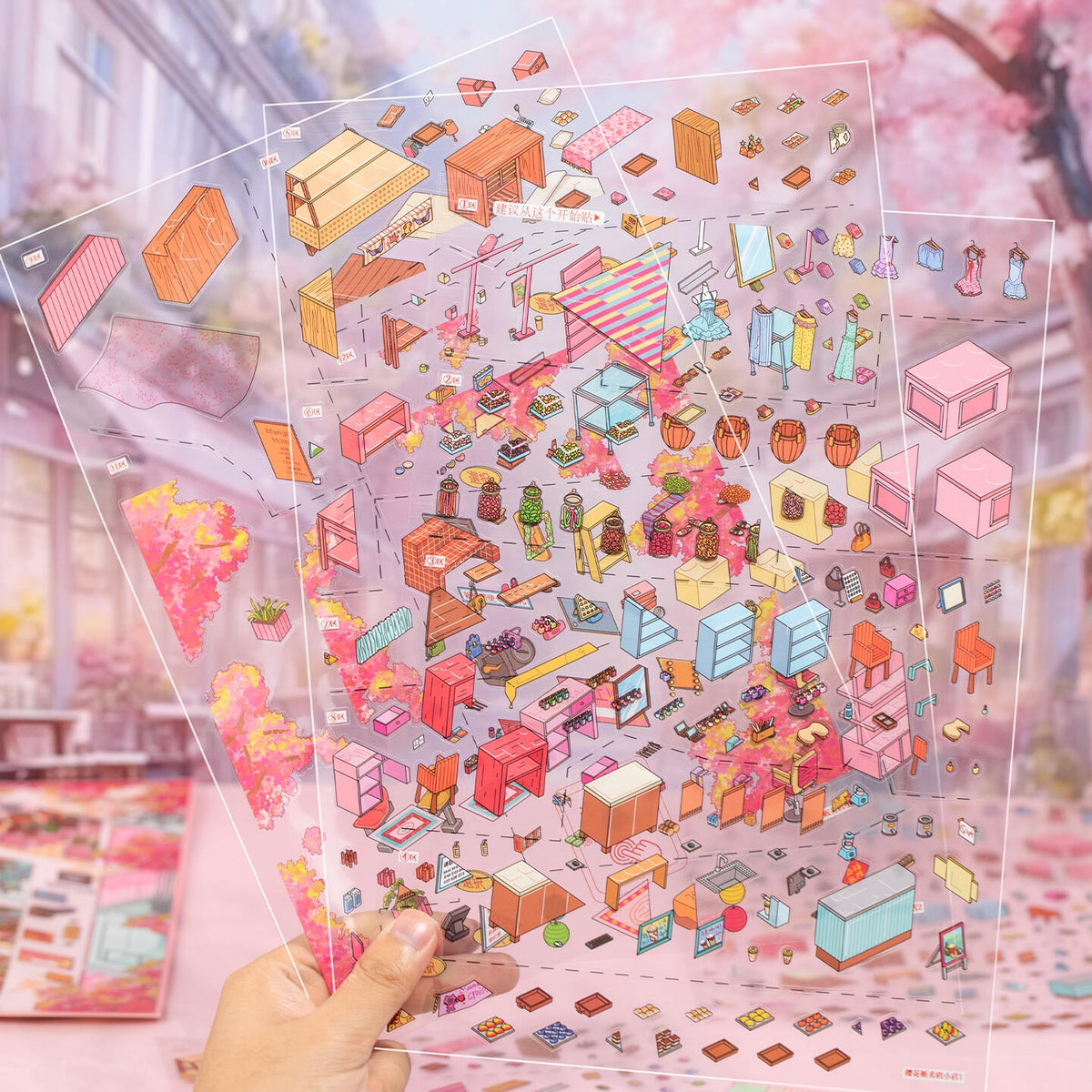 Cherry Blossom Vending Machine Shop 3D Sticker
