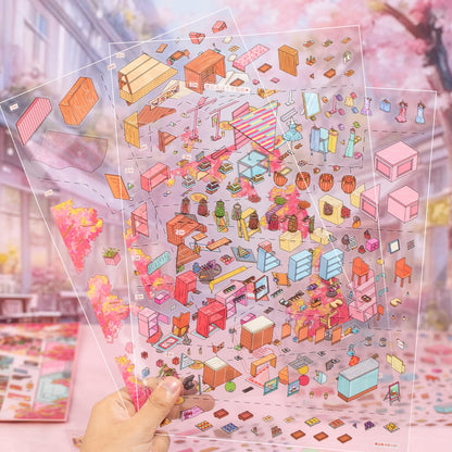 Cherry Blossom Vending Machine Shop 3D Sticker