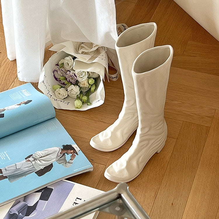White Boot-Shaped Ceramic Vase