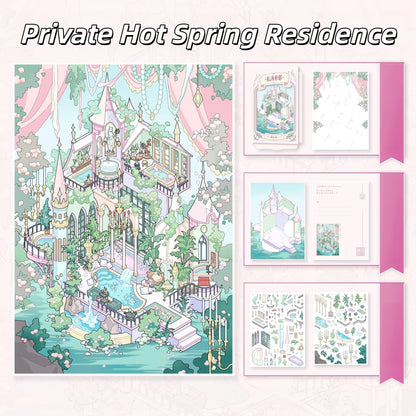 Western Fantasy Castle 3D Sticker | 4 Cute Miniature Scenes