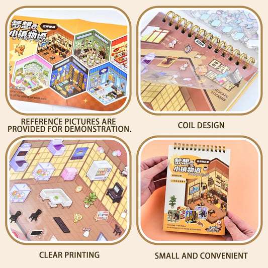 Dream Town 3D Sticker Material Book – 10 Unique Themes