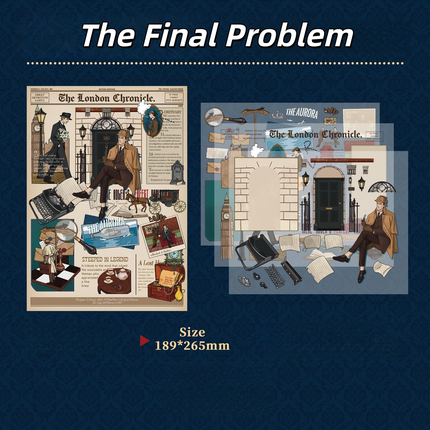 Sherlock Holmes 3D Sticker | 4 Cute Miniature Scenes