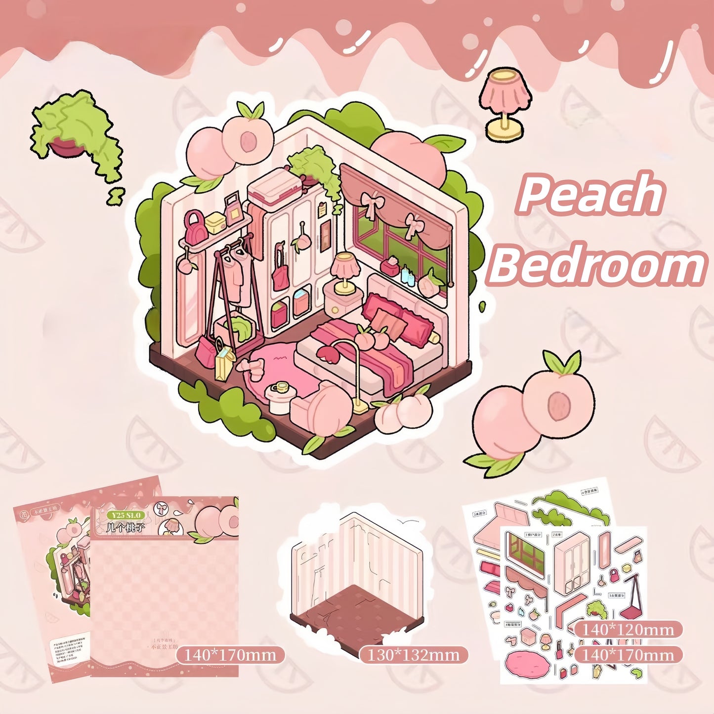 Fruit Room 3D Sticker | 4 Cute Miniature Scenes