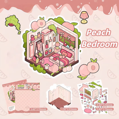 Fruit Room 3D Sticker | 4 Cute Miniature Scenes