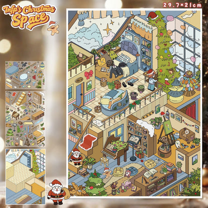 Merry Christmas 3D Sticker | 4 Cute Miniature Scenes
