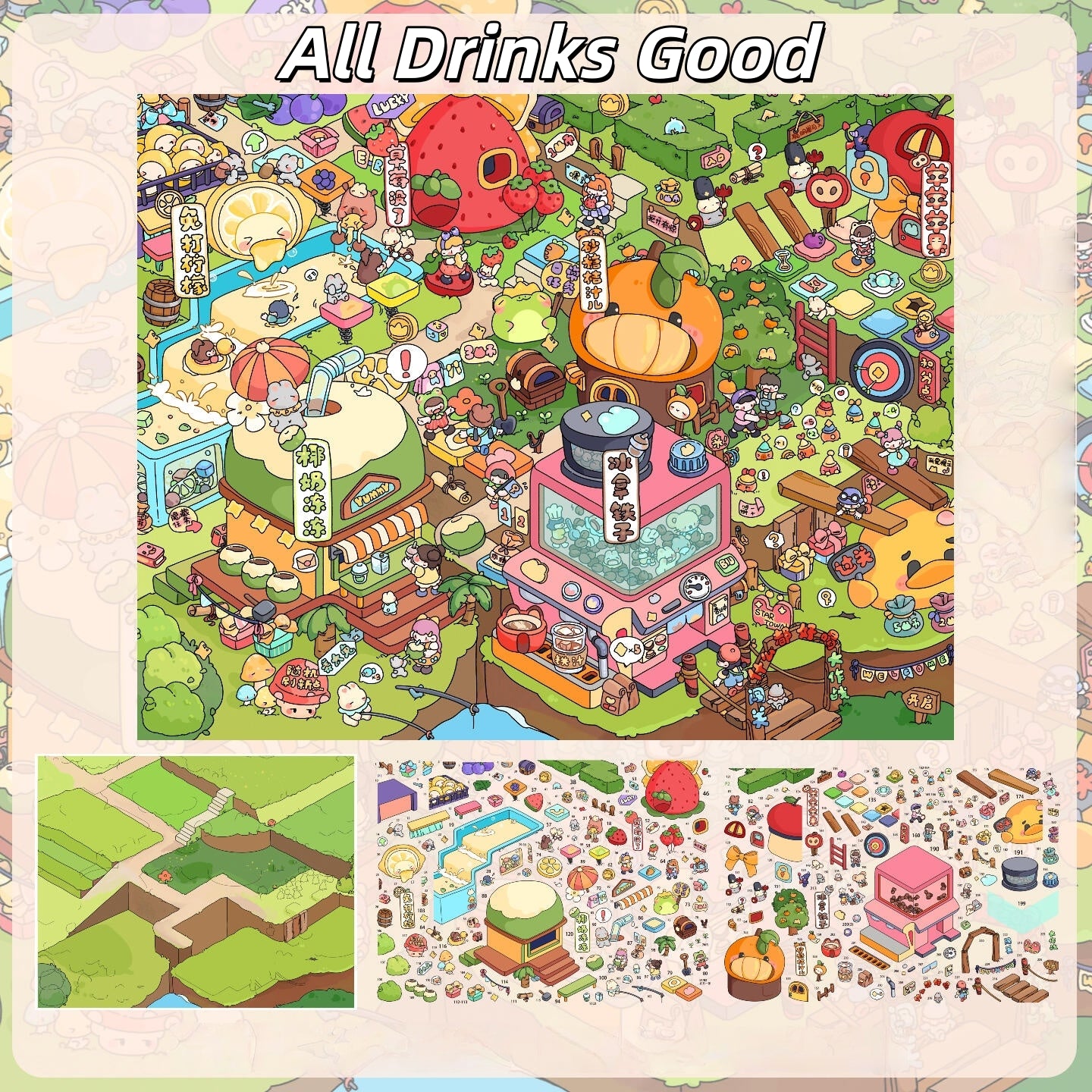 Eat and Drink 3D Sticker | 2 Cute Miniature Scenes