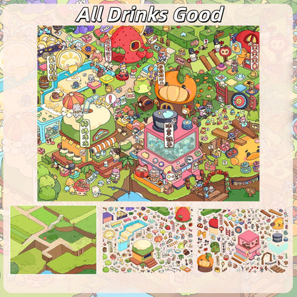 Eat and Drink 3D Sticker | 2 Cute Miniature Scenes