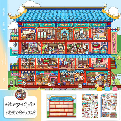 Travel Diary 3D Sticker | 2 Cute Miniature Scenes