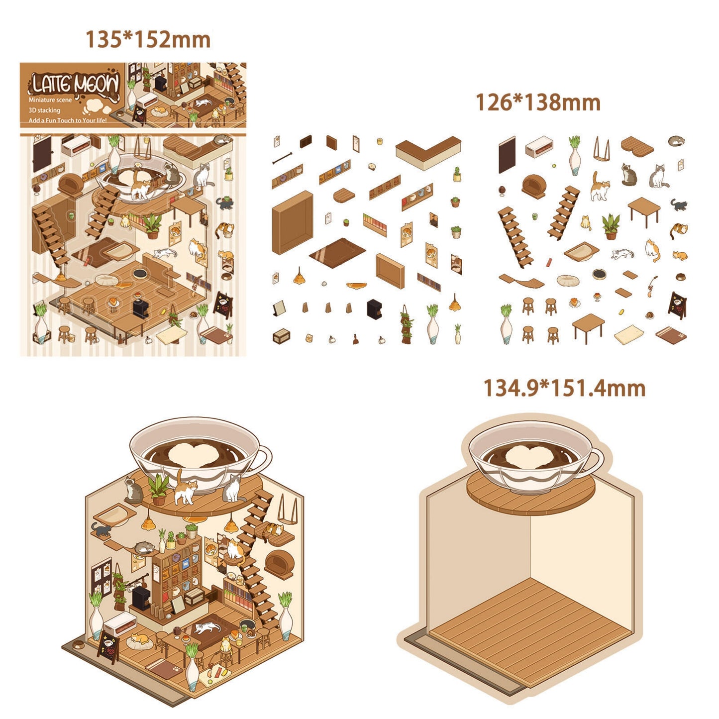 Latte Meow 3D Sticker