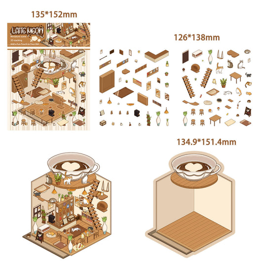 Latte Meow 3D Sticker
