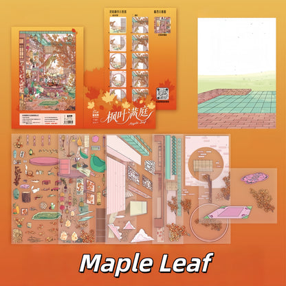 Maple & Cherry House 3D Sticker | 2 Cute Miniature Scenes