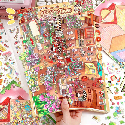 Rabbit Town 3D Sticker | 2 Cute Miniature Scenes