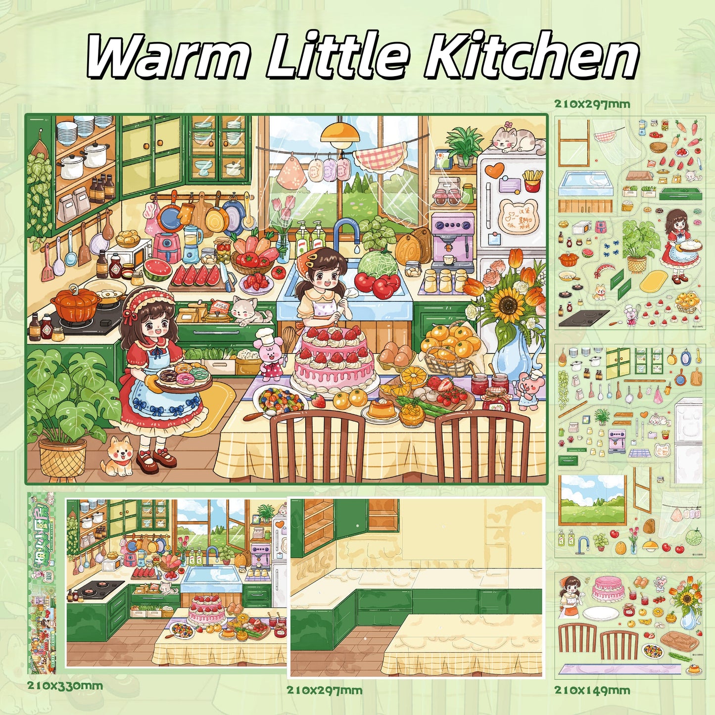 Daily Bites & Stoves 3D Sticker | 4 Cute Miniature Scenes