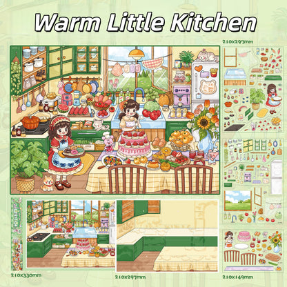 Daily Bites & Stoves 3D Sticker | 4 Cute Miniature Scenes