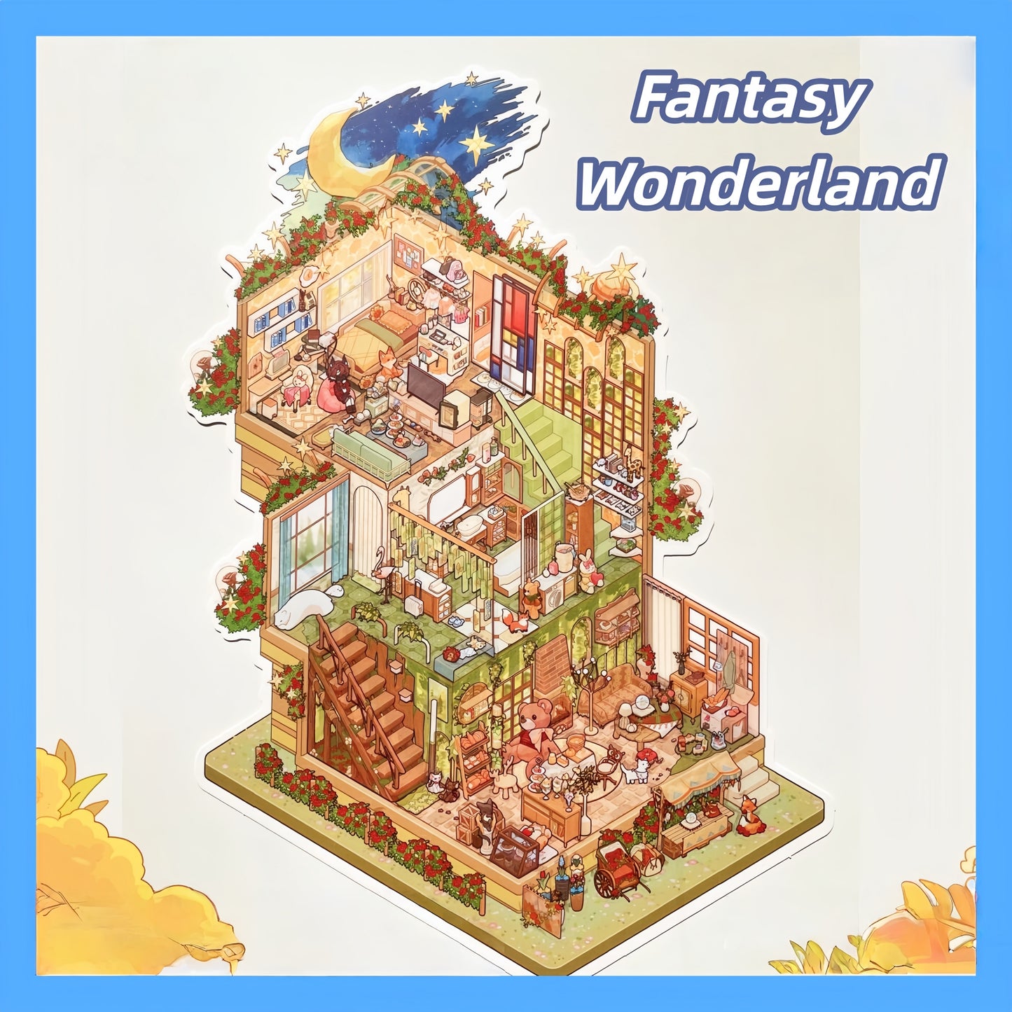 Dream House 3D Sticker | 4 Cute Miniature Scenes