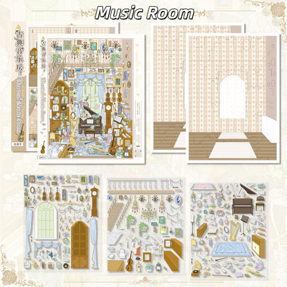 Classical Studio 3D Sticker | 2 Cute Miniature Scene