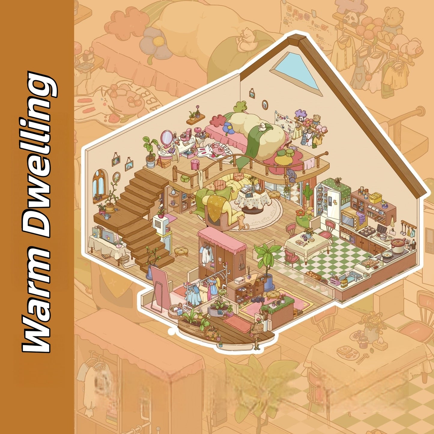 Two Lives 3D Sticker | 2 Cute Miniature Scenes