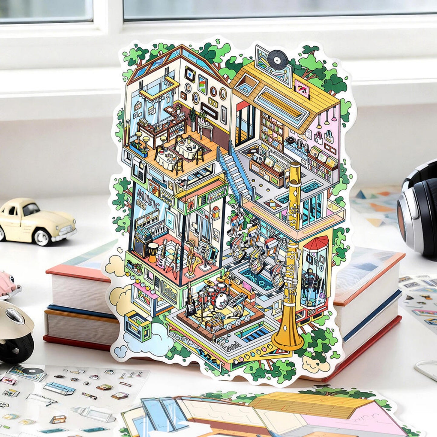 Wonder Shop 3D Sticker | 4 Cute Miniature Scenes