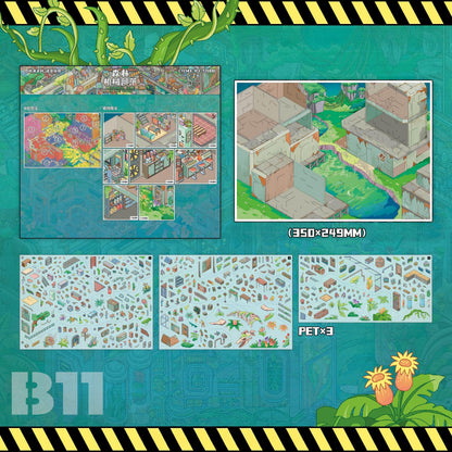 Whimsical Fantasy Scenes 3D Sticker | 2 Cute Miniature Scenes
