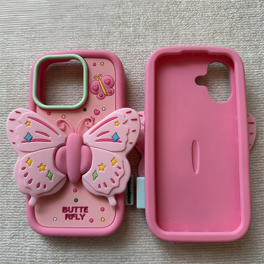 3D Butterfly Stand Silicone Phone Case