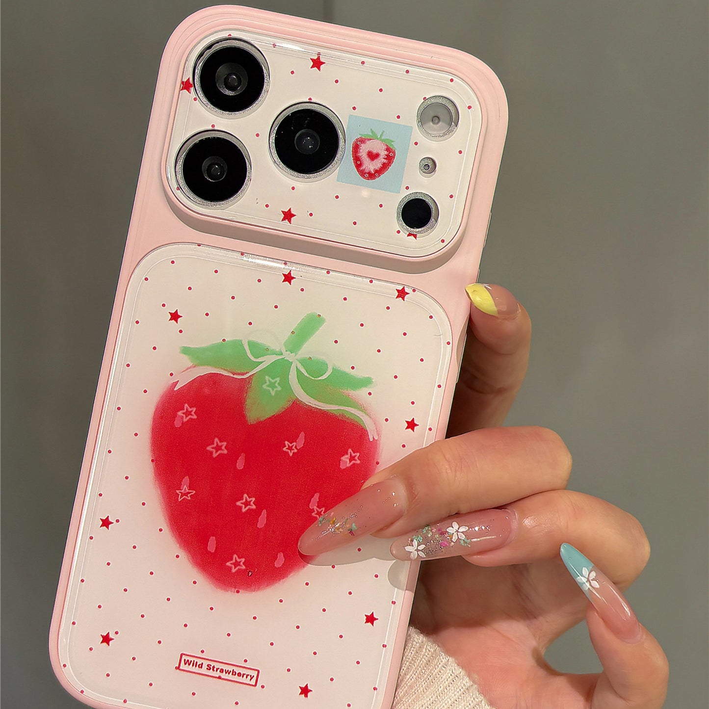 Pink Star Strawberry Acrylic Phone Case