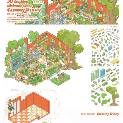 Gummy Diary 3D Sticker | 3 Cute Miniature Scenes