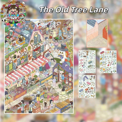From the Island to the Lane 3D Sticker | 4 Cute Miniature Scenes