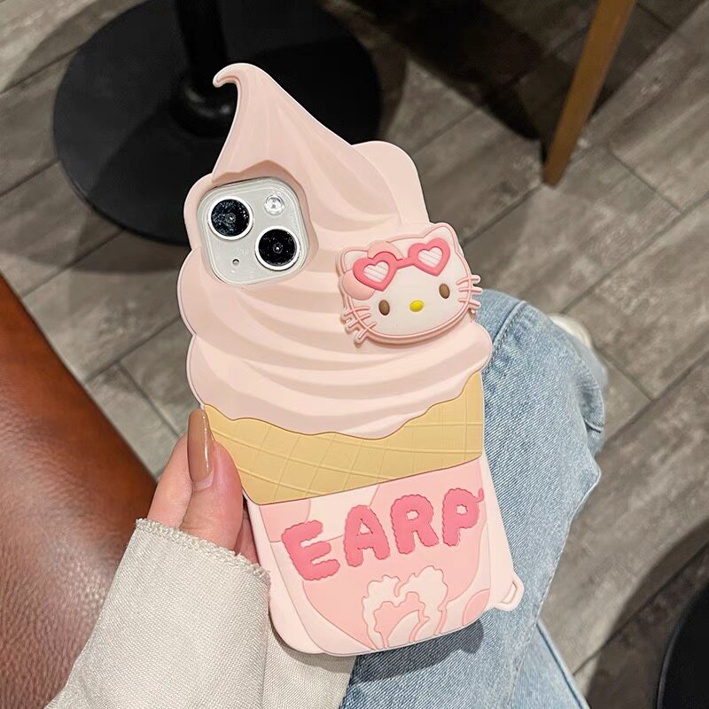 Cute Cat Ice Cream Silicone Phone Case