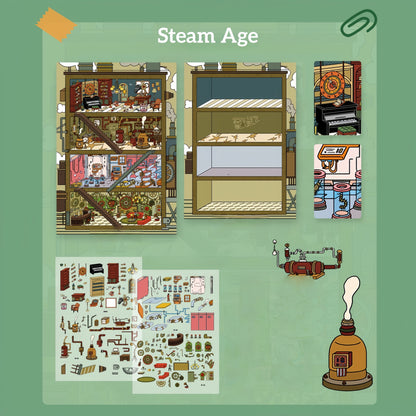 Whimsical Life 3D Sticker | 4 Cute Miniature Scenes