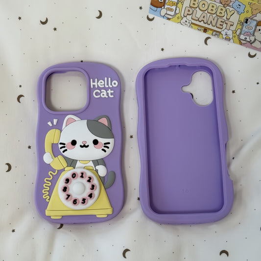 Cartoon Cat Telephone Silicone Phone Case