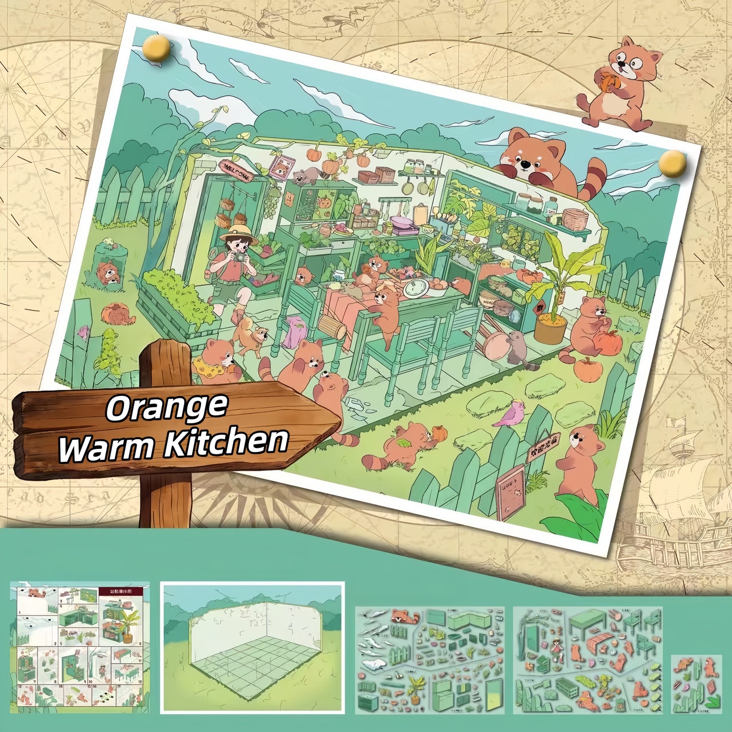 Explorer Series 3D Sticker | 4 Cute Miniature Scenes