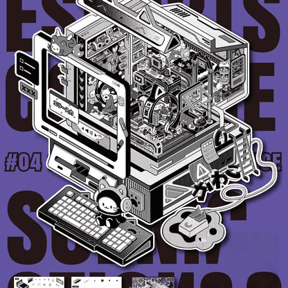 Manga Cottage 3D Sticker | 4 Cute Miniature Scenes