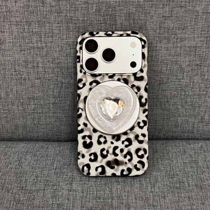 Vintage Black Leopard Print Heart Magnetic Stand Acrylic Phone Case