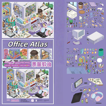 Daily Acts 3D Sticker | 2 Cute Miniature Scenes