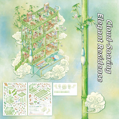 Whispering Wind Pavilion 3D Sticker | 4 Cute Miniature Scenes