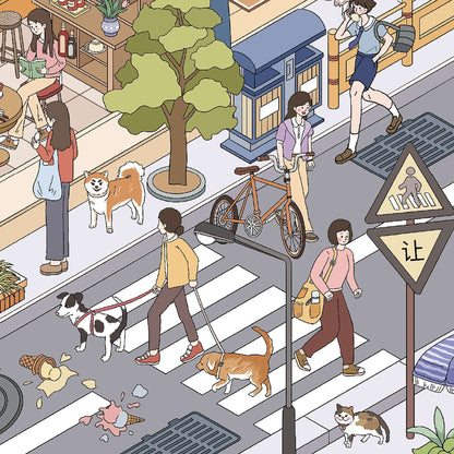 Street Scenes 3D Sticker | 2 Cute Miniature Scenes